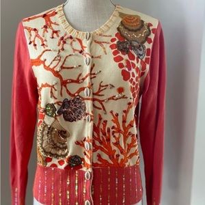 Just B Coral and Shell Cardigan